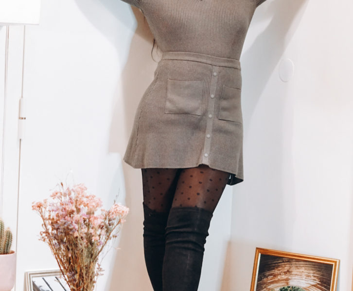 grey knitwear set from Zara
